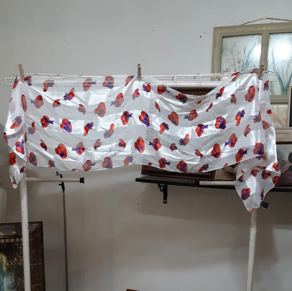 Bundle Of 3 Red Hat society Sheer Scarves Head Covers Fancy Ladies